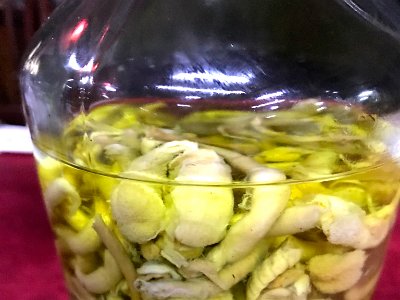 Cobra stomach in rice whiskey